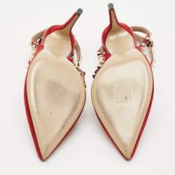 Valentino Red Suede Rockstud Ankle Strap Pumps Size 37