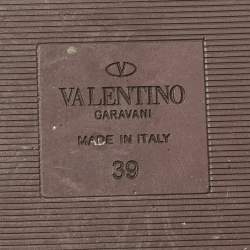 Valentino Burgundy Leather Atelier 03 Rose Edition Flat Slide Sandals Size 39
