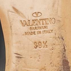 Pre Owned Valentino Black Leather VLogo Pointed Toe Ballet Flats Size 39.5