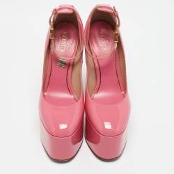 Valentino Pink Patent Leather Tan-Go Platform Pumps Size 36.5