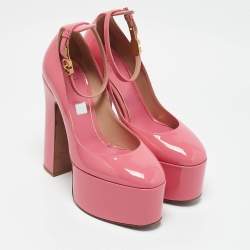Valentino Pink Patent Leather Tan-Go Platform Pumps Size 36.5