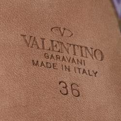 Valentino Purple Patent Leather Tango Platform Ankle Strap Block Heel Pumps Size 36