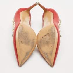 Valentino Red/White Leather Rockstud Pumps Size 38.5