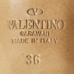 Pre Owned Valentino Silver Patent Leather Rockstud Slingback Pumps Size 36