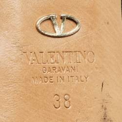 Pre Owned Valentino Black Leather and Mesh Rockstud Slingback Sandals Size 38