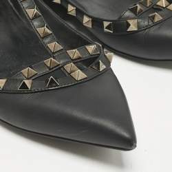Valentino Black Leather Rockstud Ballet Flats Size 36