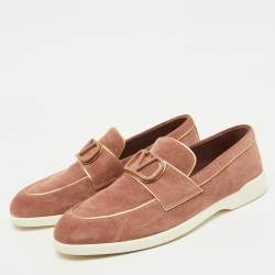 Valentino Dusty Pink Suede Vlogo Leisure Flows Slip On Loafers Size 39