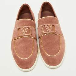 Valentino Dusty Pink Suede Vlogo Leisure Flows Slip On Loafers Size 39