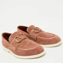 Valentino Dusty Pink Suede Vlogo Leisure Flows Slip On Loafers Size 39