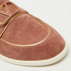 Valentino Dusty Pink Suede Vlogo Leisure Flows Slip On Loafers Size 39