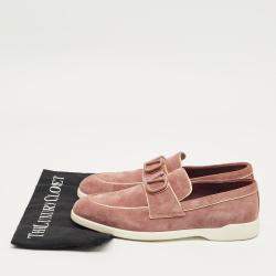 Pre Owned Valentino Dusty Pink Suede Vlogo Leisure Flows Slip On Loafers Size 39