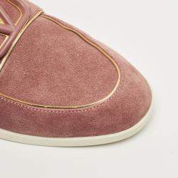 Pre Owned Valentino Dusty Pink Suede Vlogo Leisure Flows Slip On Loafers Size 39