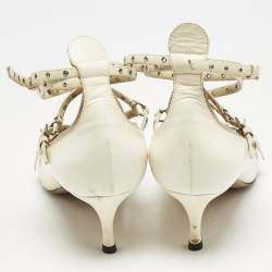 Pre Owned Valentino Off White Leather Love Latch Pumps Size 39