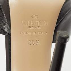 Valentino Black Leather Peep Toe Ankle Strap Sandals Size 36.5