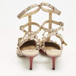 Valentino Beige/Red Leather Rockstud Pumps Size 36.5