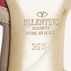 Valentino Beige/Red Leather Rockstud Pumps Size 36.5
