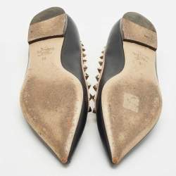 Valentino Black/Beige Leather Rockstud Ballet Flats Size 36