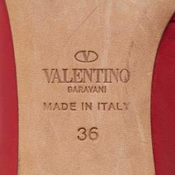 Pre Owned Valentino Red/Burgundy Leather Scalloped Pointed Toe Pumps Size 36