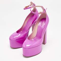 Valentino Fuchsia Pink Patent Leather Tan-go Platform Block Heel Pumps Size 39