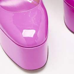 Valentino Fuchsia Pink Patent Leather Tan-go Platform Block Heel Pumps Size 39