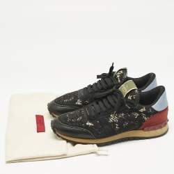 Valentino Multicolor Lace and Leather Rockrunner Low Top Sneakers Size 39