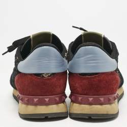 Valentino Multicolor Lace and Leather Rockrunner Low Top Sneakers Size 39