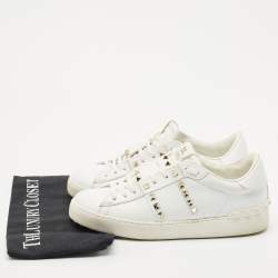 Valentino White Leather Rockstud Untitled Low Top Sneakers Size 39