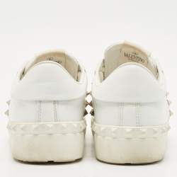 Valentino White Leather Rockstud Untitled Low Top Sneakers Size 39