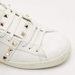 Valentino White Leather Rockstud Untitled Low Top Sneakers Size 39