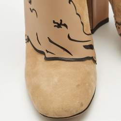 Valentino Beige Suede Panther Ankle Length Ankle Boots Size 37