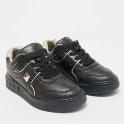 Valentino Black Leather One Stud  Sneakers Size 38.5