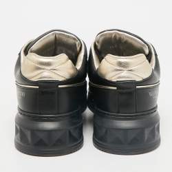 Valentino Black Leather One Stud  Sneakers Size 38.5