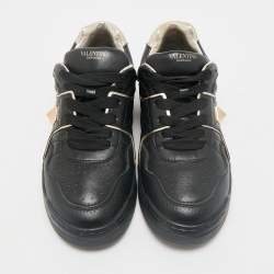 Valentino Black Leather One Stud  Sneakers Size 38.5