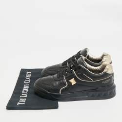 Valentino Black Leather One Stud  Sneakers Size 38.5