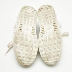 Valentino White Leather Rockstud Low Top Sneakers Size 39.5