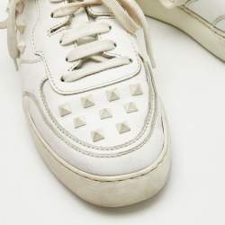 Valentino White Leather Rockstud Low Top Sneakers Size 39.5