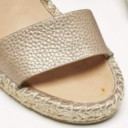Valentino Metallic Gold Leather Rockstud Ankle Strap Wedge Espadrille Sandals Size 38
