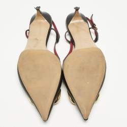 Valentino Black Leather VLogo Slingback Pumps Size 40