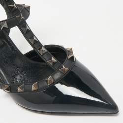 Valentino Black Patent and Leather Rockstud Cage Pumps Size 36.5