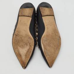 Pre Owned Valentino Black Leather Rockstud Ballet Flats Size 37