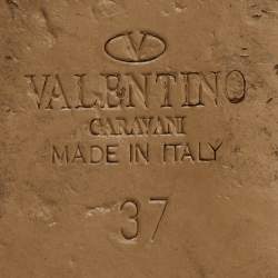 Pre Owned Valentino Black Leather Rockstud Ballet Flats Size 37