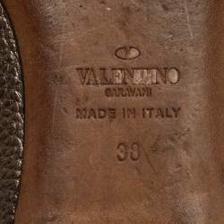 Valentino Metallic Leather Rockstud Ankle Strap Ballet Flats Size 38