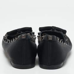 Valentino Black Satin Bow Rockstud Ankle Strap Ballet Flats Size 36