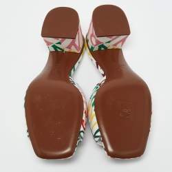 Valentino Multicolor Canvas Loop Escape V Logo Slide Sandals Size 36