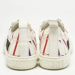 Valentino White Canvas VLTN Logo Allover Giggies Times Low Top Sneakers Size 40