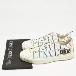 Valentino White Canvas VLTN Logo Allover Giggies Times Low Top Sneakers Size 40