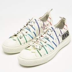 Valentino White Canvas VLTN Logo Allover Giggies Times Low Top Sneakers Size 40