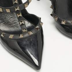 Valentino Black Patent and Leather Rockstud Caged Pumps Size 41