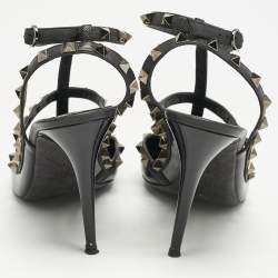 Valentino Black Patent and Leather Rockstud Caged Pumps Size 41
