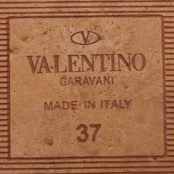 Valentino Red Leather and Suede Chain Embellished Flat Slides Size 37